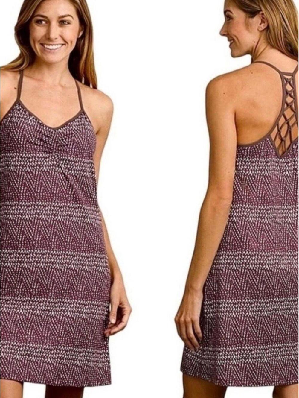 prAna Racerback Active Dress Purple Lattice Back S